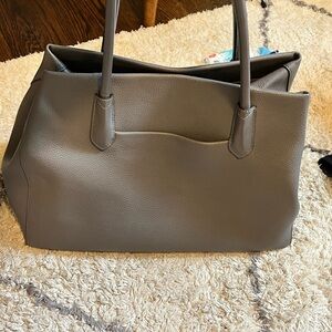 Elegant Gray Leather Tote Bag